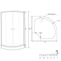 Напівкругла душова кабіна Lidz Latwa SC90x90.SAT.LOW.TR низький піддон, прозоре скло