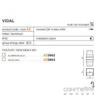 Светильник настенный Azzardo Vidal AZ0862 connect G9 1x Max 40W