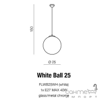 Люстра подвесная Azzardo White ball AZ2515 E27 1x Max 40W