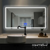 Смарт-зеркало с LED-подсветкой и часами Dusel DE-M0061S1 Silver 65x80