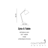 Настольная лампа на гибкой ножке Azzardo Zyta AZ1848 E27 1x Max 60W