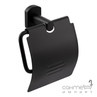 Тримач для туалетного паперу із кришкою Q-tap Liberty QTLIBBLM1151 матовий чорний