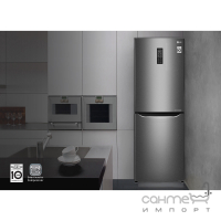 Отдельностоящий холодильник с нижней морозильной камерой LG GA-B379SLUL графит