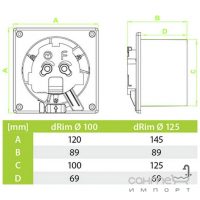 Витяжний вентилятор AirRoxy dRim 100 DTS BB 01-063 з таймером, білий