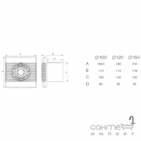 Накладной вентилятор airRoxy pRemium 120 S 01-018 белый с вытягивающимся выключателем

