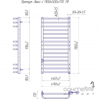 Сушка для рушників електрична Mario Преміум Люкс-I TR K 1100х500 хром