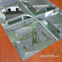 Зеркальная плитка фриз 60х60 с фацетом 10 мм, серебро 