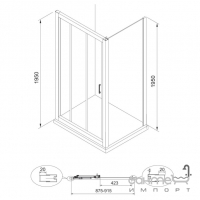 Душевая дверь Eger Lexo 599-809/1 хром/прозрачное стекло