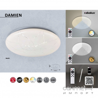 Світильник стельовий Rabalux Damien 5540 білий з пультом дистанційного керування 3000-6500K LED