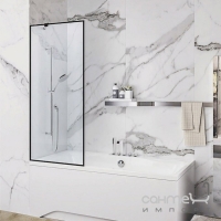 Шторка для ванны Liberta Toscana 600x1605 левосторонняя, профиль черный, прозрачное стекло
