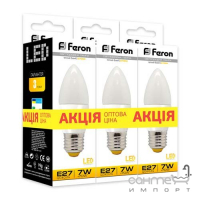 Лампочка світлодіодна матова Feron 01512 LB-97 C37 230V 7W 560Lm E27 2700K (комплект із 3 шт.)