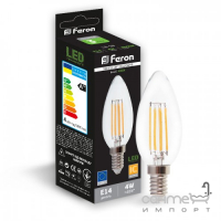 Лампочка світлодіодна прозора Feron 25573 LB-58 C37 230V 4W 400Lm E14 4000K