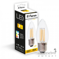 Лампочка світлодіодна прозора Feron 25618 LB-58 C37 230V 4W 400Lm E27 2700K