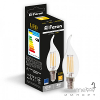 Лампочка светодиодная прозрачная Feron 25575 LB-59 CF37 230V 4W 400Lm E14 2700K