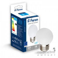 Лампочка светодиодная матовая Feron 25115 LB-37 G45 230V 1W E27 6400K белый