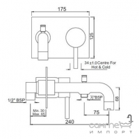 Встроенный смеситель с изливом для ванны и подключением душевого шланга Jaquar Florentine FLR-CHR-5137 Хром