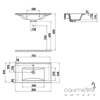 Раковина мебельная для тумбы 80 см Creavit SU 80 SU080