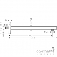 Настенный кронштейн Hansgrohe Shower arm 428 mm 27694140 бронза матовая
