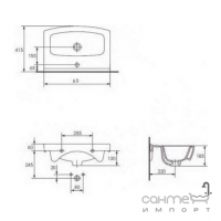 Раковина мебельная для тумбы 65 см Cersanit Cersania 65 UN503-0202/UN503-0202-PT