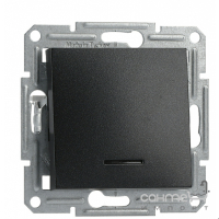 Кнопка одинарная без рамки с подсветкой проходной Schneider Electric Asfora алюминий/сталь/бронза/антрацит