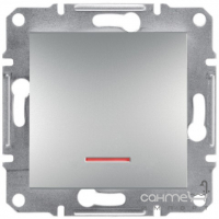 Кнопка одинарная без рамки с подсветкой без фиксации Schneider Electric Asfora алюминий/сталь/бронза/антрацит