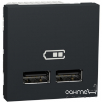 USB розетка подвійна Schneider Electric Unica New чорний/алюміній