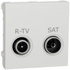 ТБ розетка двомодульна R-TV/SAT Schneider Electric Unica New NU345518 білий