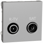 ТВ розетка двухмодульная концевая R-TV/SAT Schneider Electric Unica New алюминий/антрацит