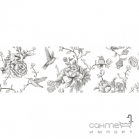 Настінна плитка Інтеркерама Oris декор сіра Д 215 061 (квіти, птахи)
