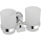 Дві підвісні склянки з тримачем для зубних щіток Kroner KRM Elbe ACG2908 хром/матове скло