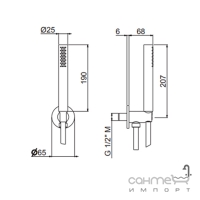 Душевой гарнитур Vema Rubinetterie Wellness steel V08132F0202 черная сталь