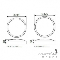 Стельовий світильник Kanlux Olie LED 375 SN-WW 3000K 18W 26104