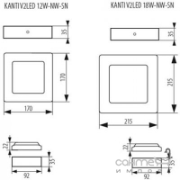 Світильник точковий Kanlux Kanti V2LED 18W-NW-SN 4000K 27213