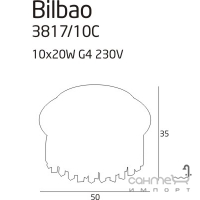 Люстра припотолочная Maxlight Bilbao 3817/10C модерн, прозрачный, хром, стекло, металл