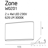 Світильник настінний вологостійкий Maxlight Zone II W0201 білий, метал, акрил