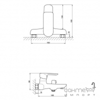 Змішувач для ванни з душовим гарнітуром Kroner KRM Main C060 хром