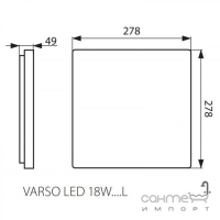 Потолочный светильник влагостойкий Kanlux Varso LED 18W-WW-L 3000K 26442
