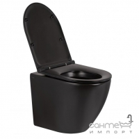 Підвісний безободковий унітаз із сидінням slim softclose Q-tap Robin QT13332141ERMB матовий чорний