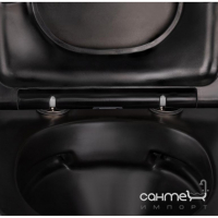 Підвісний безободковий унітаз із сидінням slim softclose Q-tap Robin QT13332141ERMB матовий чорний