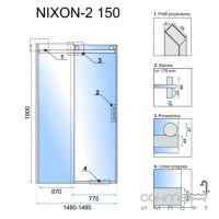Душевая дверь в нишу Rea Nixon-2 L REA-K5008 хром/прозрачное стекло, левосторонняя