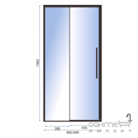 Душові двері до ніші Rea Solar Black REA-K6319 профіль матовий чорний/прозоре скло