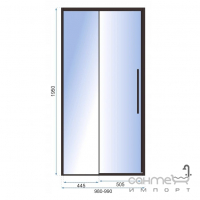 Душевая дверь в нишу Rea Solar Black REA-K6512 профиль матовый черный/прозрачное стекло