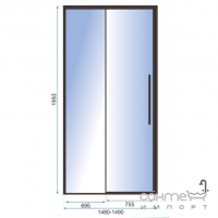 Душові двері в нішу Rea Solar Black REA-K6360 профіль матовий чорний/прозоре скло