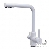 Змішувач для кухні Globus Lux GLLR-0444-7-WHITE з виливом для фільтрованої води, білий