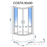 Полукруглая душевая кабина с поддоном Rea Costa REA-K8903 профиль хром/серое стекло
