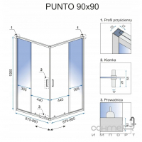 Квадратна душова кабіна Rea Punto REA-K0867 хром/прозоре скло