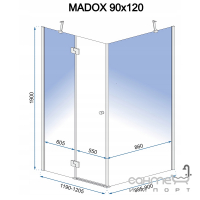 Прямоугольная душевая кабина Rea Madox U REA-K5630 хром/прозрачное стекло
