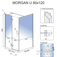 Прямокутна душова кабіна Rea Morgan REA-K7402 хром/прозоре скло