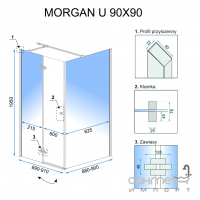 Квадратна душова кабіна Rea Morgan REA-K7400 хром/прозоре скло