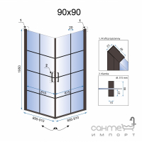 Квадратная душевая кабина Rea Rubik REA-K9231 матовый черный/прозрачное стекло